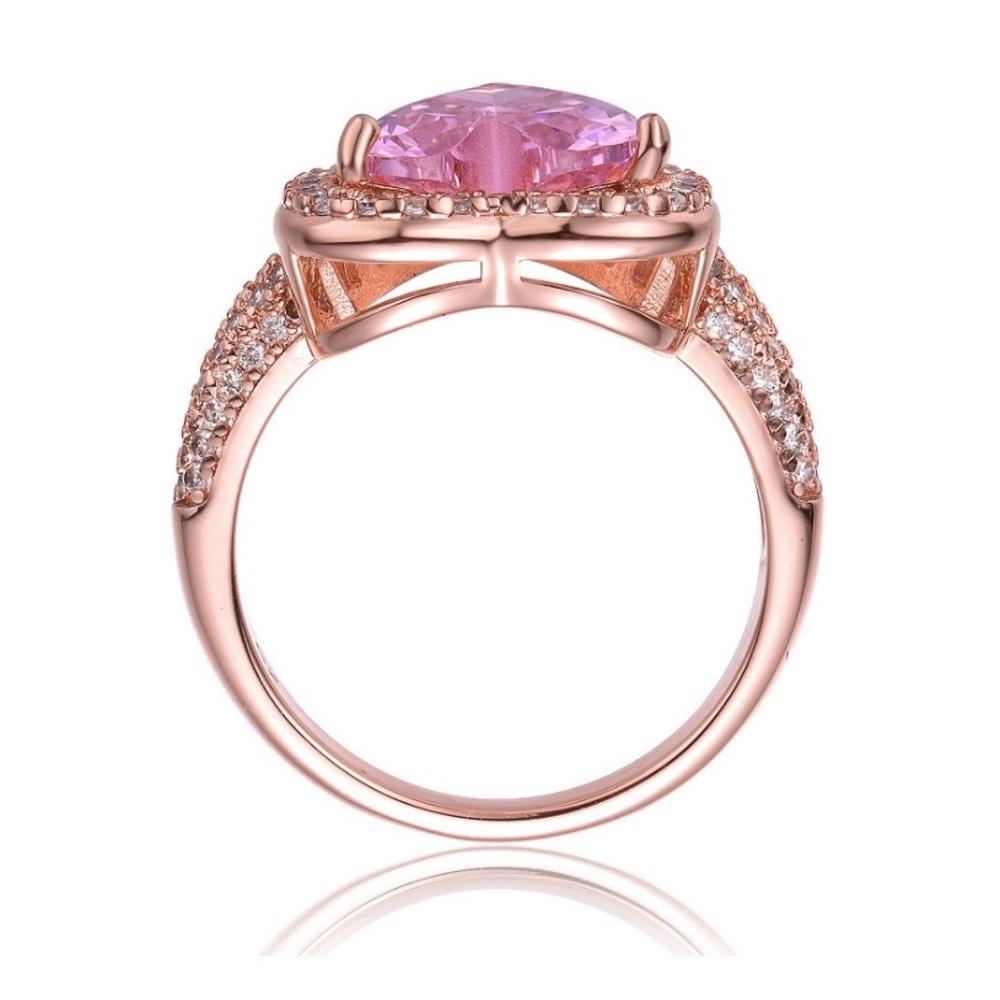 ❤️ heart ring large pink cubic zirconia 18kt Rose Gold plated/sterling Silver - Picture 8 of 10